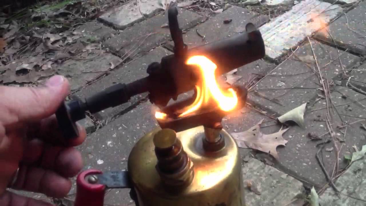 Firing up gasoline blow torch