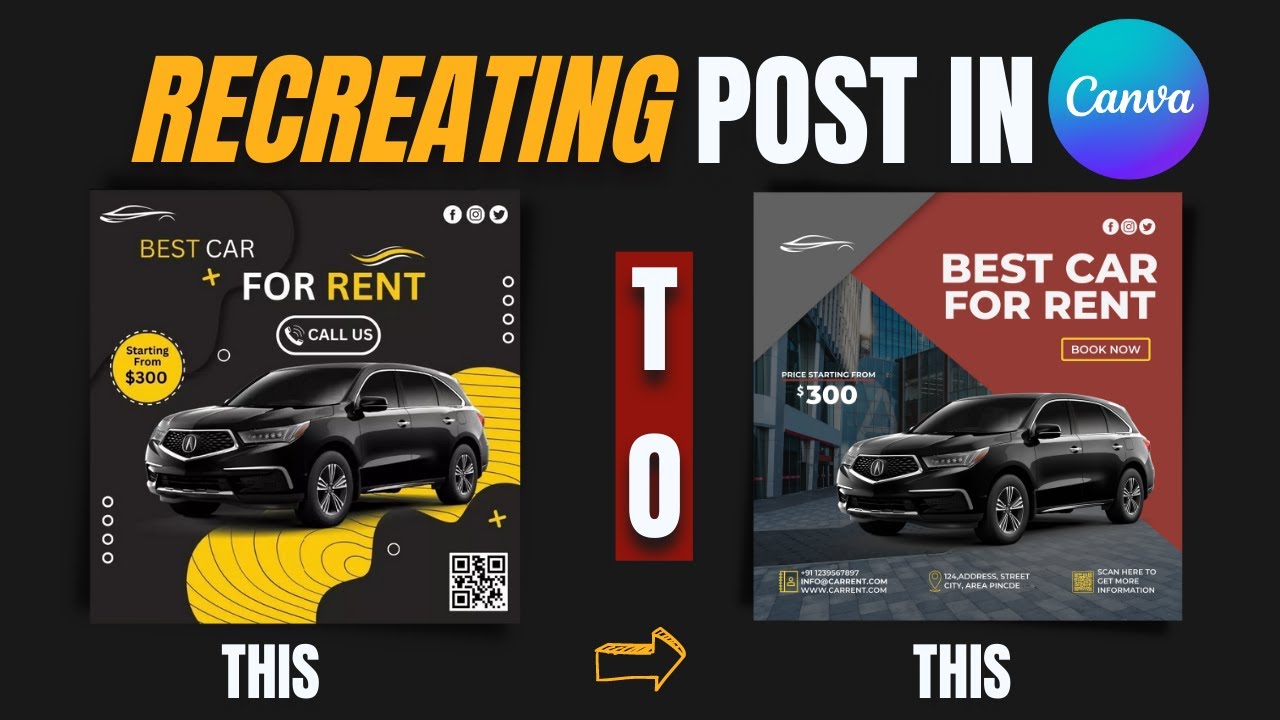 How I Recreated Car Rental Post Design In My way | Canva Step By Step Guide | Rajesh