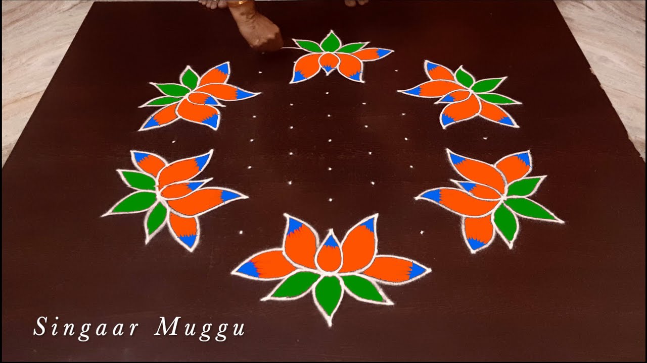 Birds rangoli 11X6 dots| Birds kolam | Birds muggulu | Chukkala muggulu | Traditional Lotus rangoli
