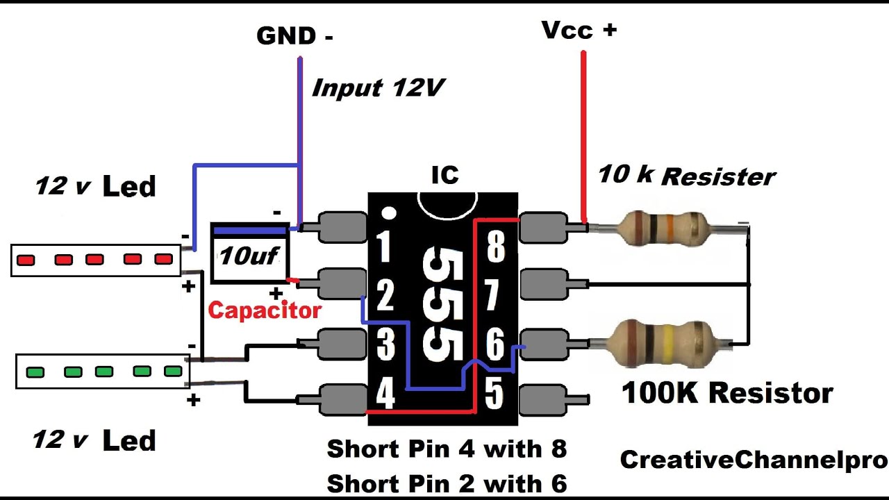 12volt LED Flip Flop 555 Timer IC | LED Flasher