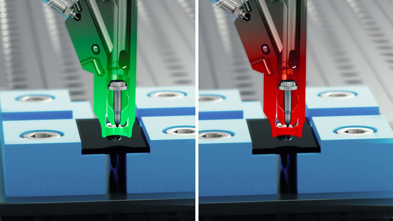 Schraubeinheit für fließlochformende Schrauben mit innovativem STÖGER Knickausgleich