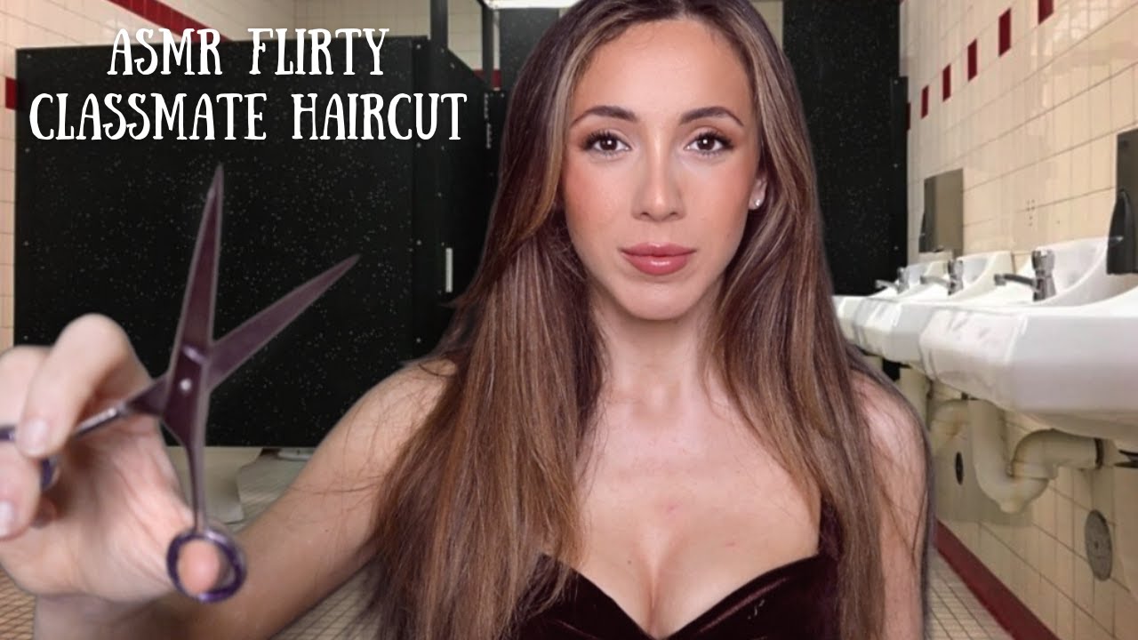 ASMR Flirty Classmate Haircut in School Bathroom | soft spoken + whispered