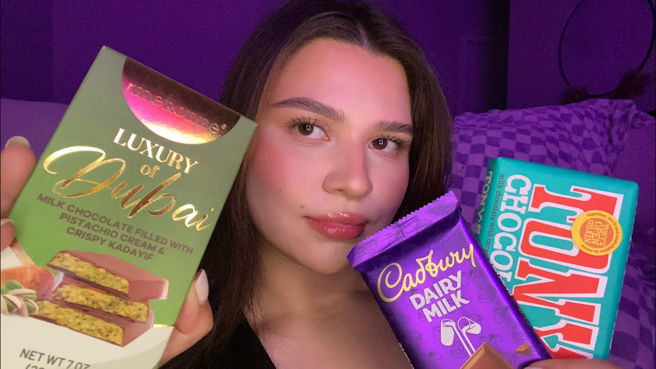 asmr | eating viral Dubai chocolate and tapping/scratching 🍫 *eating & mouth sounds 