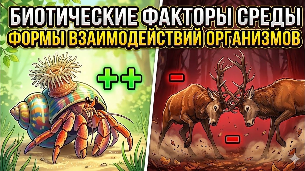 §12 Симбиоз, конкуренция и паразитизм | Биотические связи простыми словами