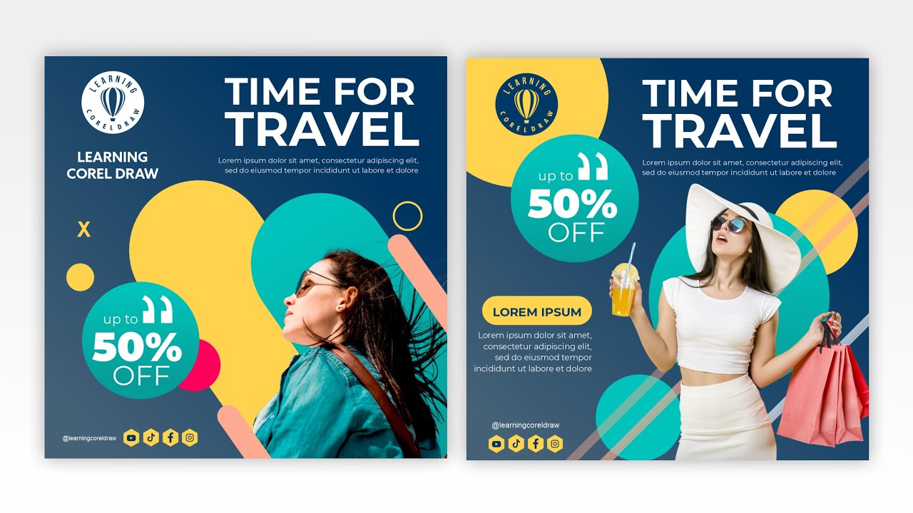 Digital social media instagram post template Design with corel draw