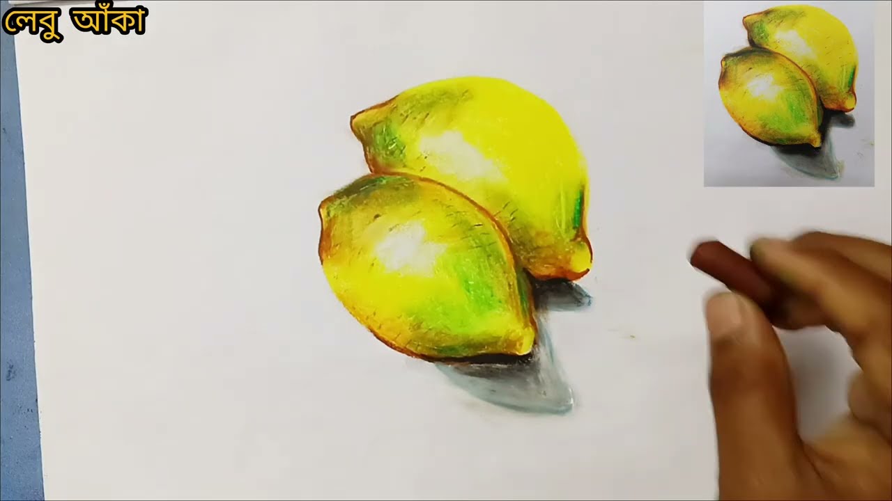 Lemon painting is very easy with pastel colors🍊