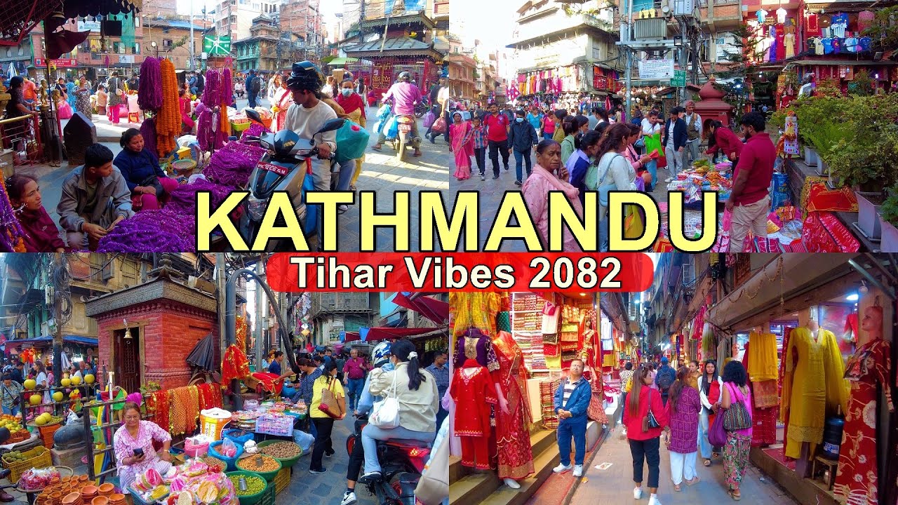 Kathmandu Tihar Vibes 2082 🇳🇵 Walking in Kathmandu's Wholesale Market Area, - 4K Nepal 2025