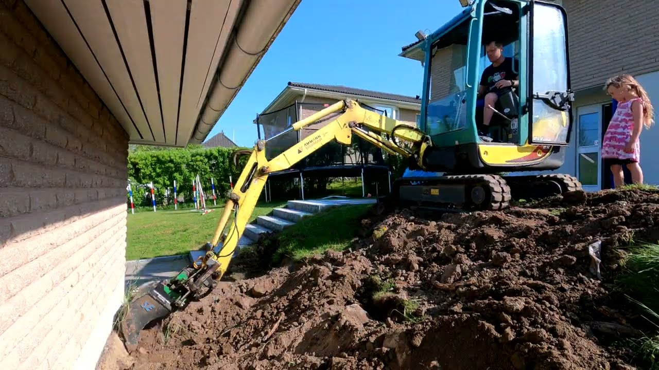 Digging for a retaining wall