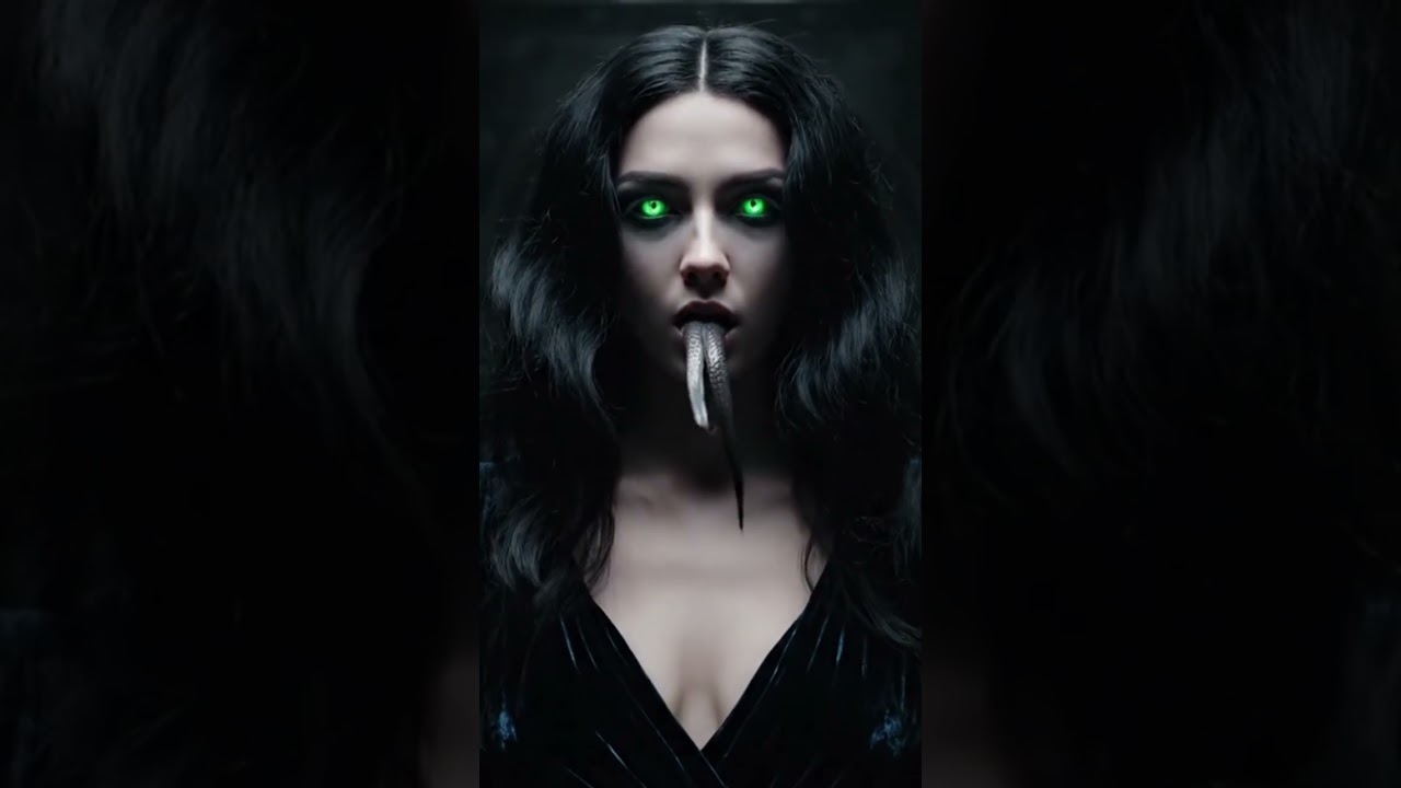#SerpentTongue#FantasyVideo#DarkCinematic#MythicalWoman#SnakeVision#SurrealArt#FantasyWorld