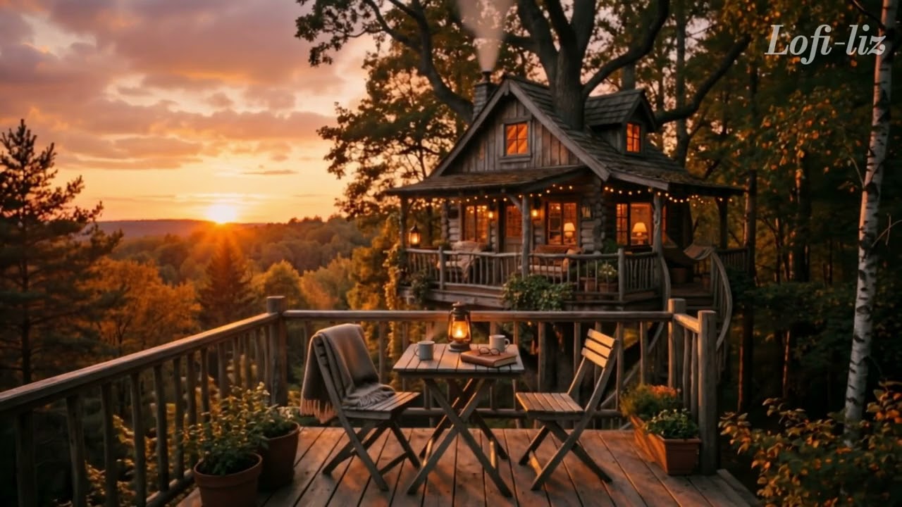 🌅 Sunset Treehouse | Relaxing Lo-Fi & Nature Ambience | Meditation • Sleep • Study  #RelaxingMusic