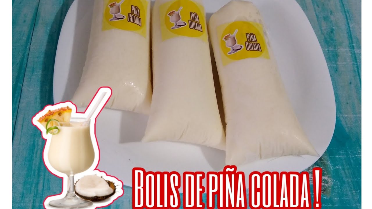 Bolis de piña colada tipo cocktail , fácil súper cremosos gourmet para negocio#bolis#hielitos