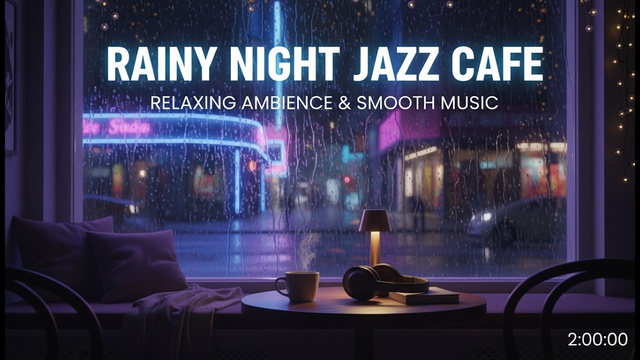 Smooth Late Night Coffee Jazz Music with  City Light Ambience 24/7