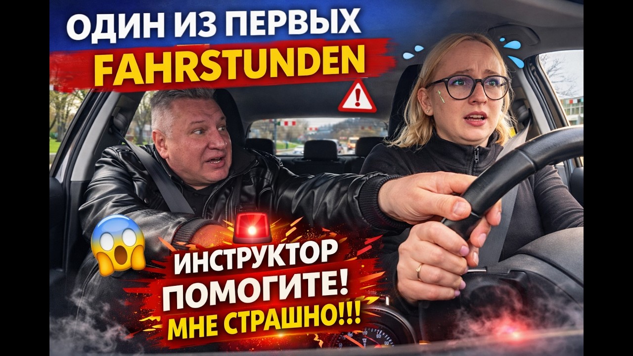 🚗 Один из первых Fahrstunden в Германии! Инструктор, помогите! Olha am steuer, ACHTUNG! FEUER!