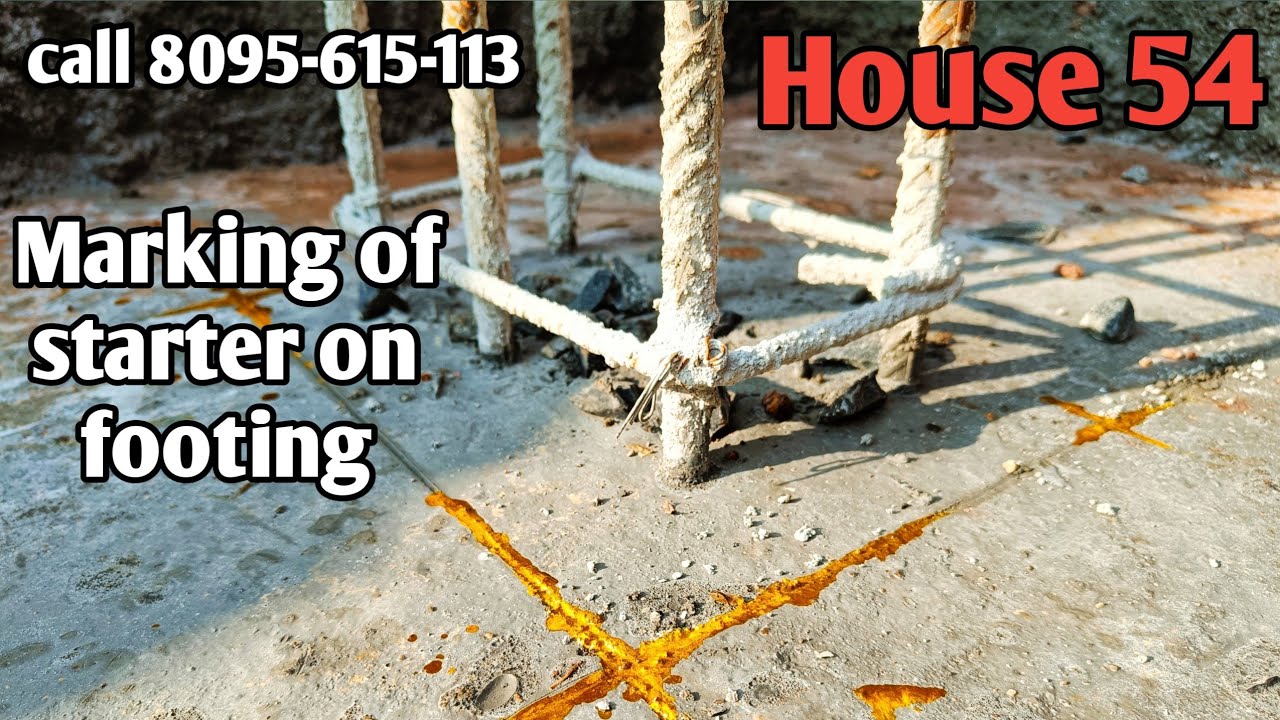 Marking of 9 by 15 inch Starter on Column Footing 2 inch depth ratio M20 grade