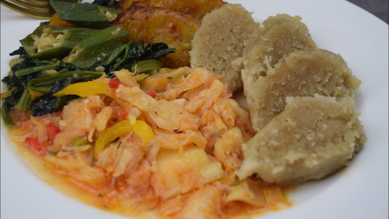HOW TO MAKE DOUCANA/DUCANA/DUCKNA & SALTFISH | CHOP-UP Spinach & Okra