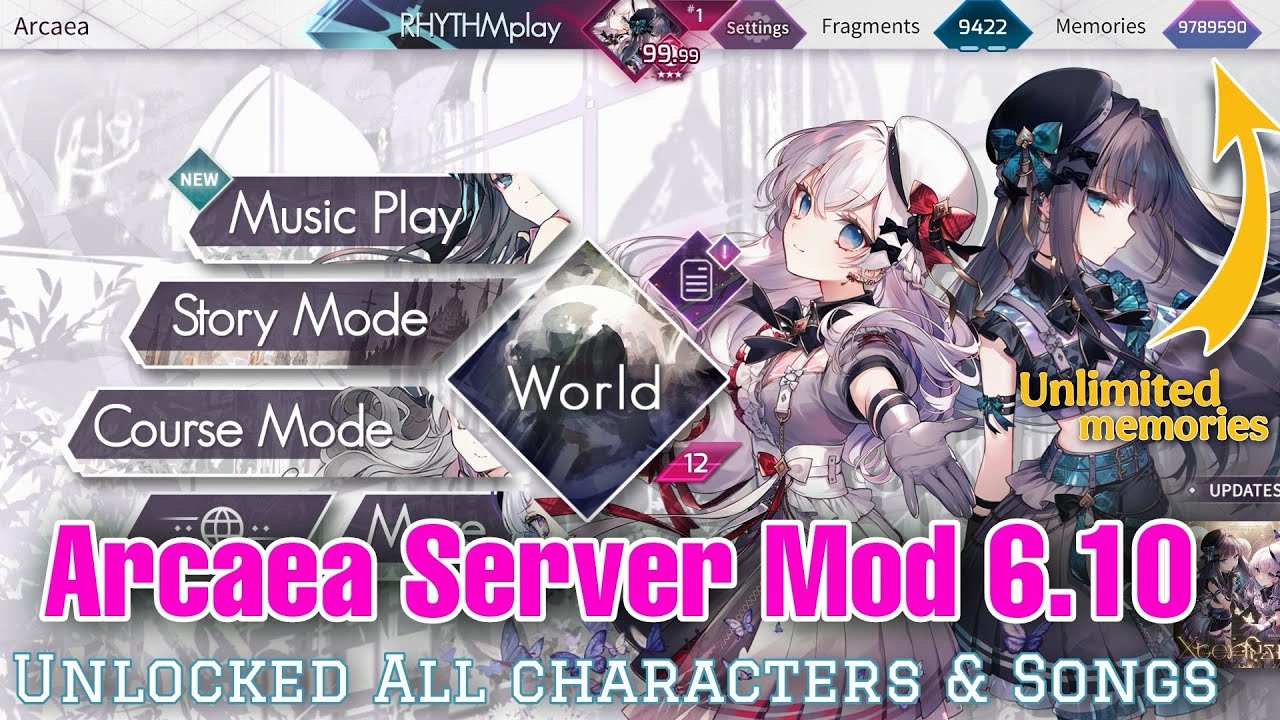 ARCAEA MOD 6.10.1 FULL SONGS + CHARACTERS + SERVER