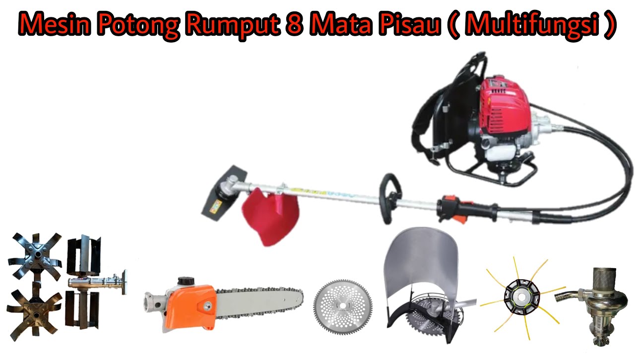 Mesin Potong RUMPUT 8 Mata Pisau |Multifungsi|Brush cutter|Komplit