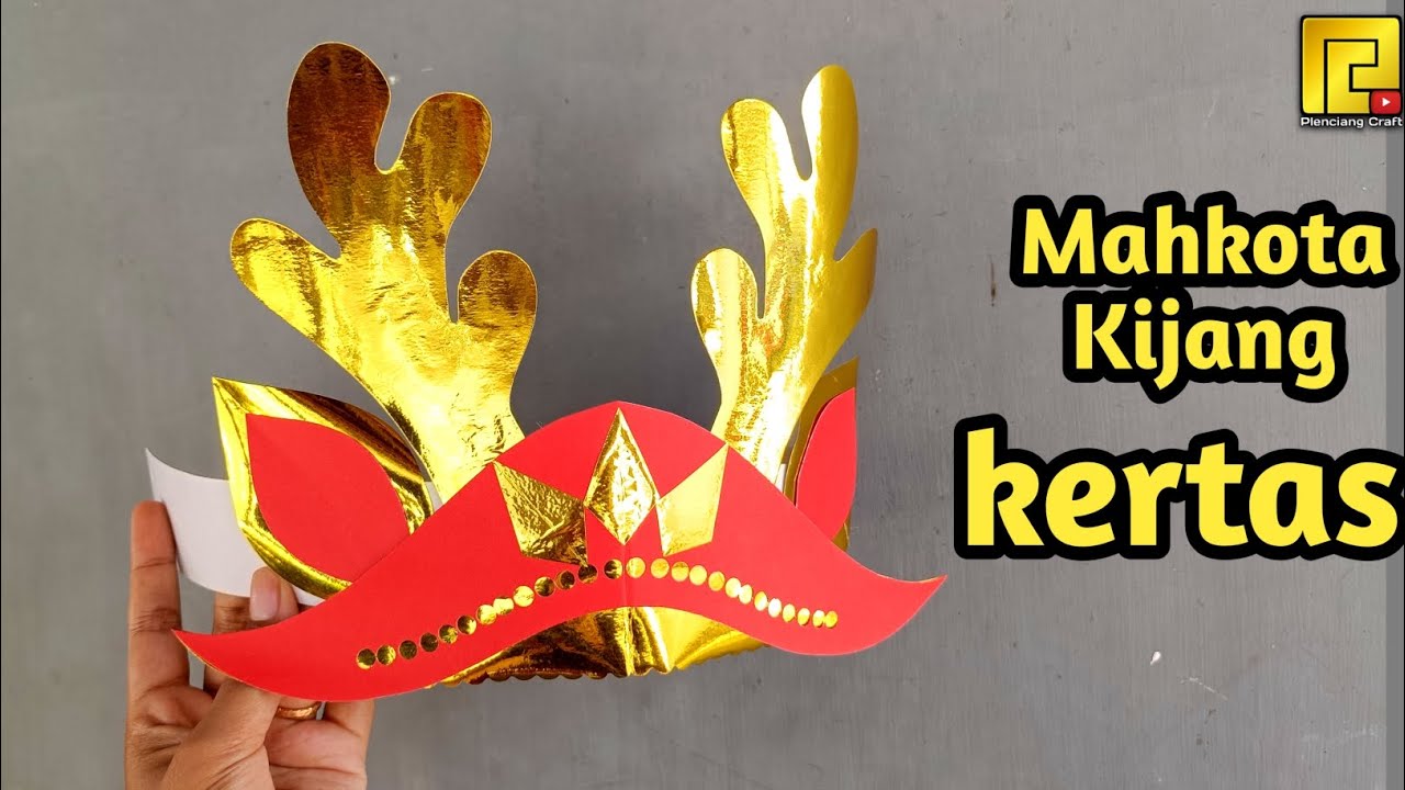 Hiasan kepala Mahkota Kijang Emas dari kertas karton aksesoris tari kidang talun mudah dan simple