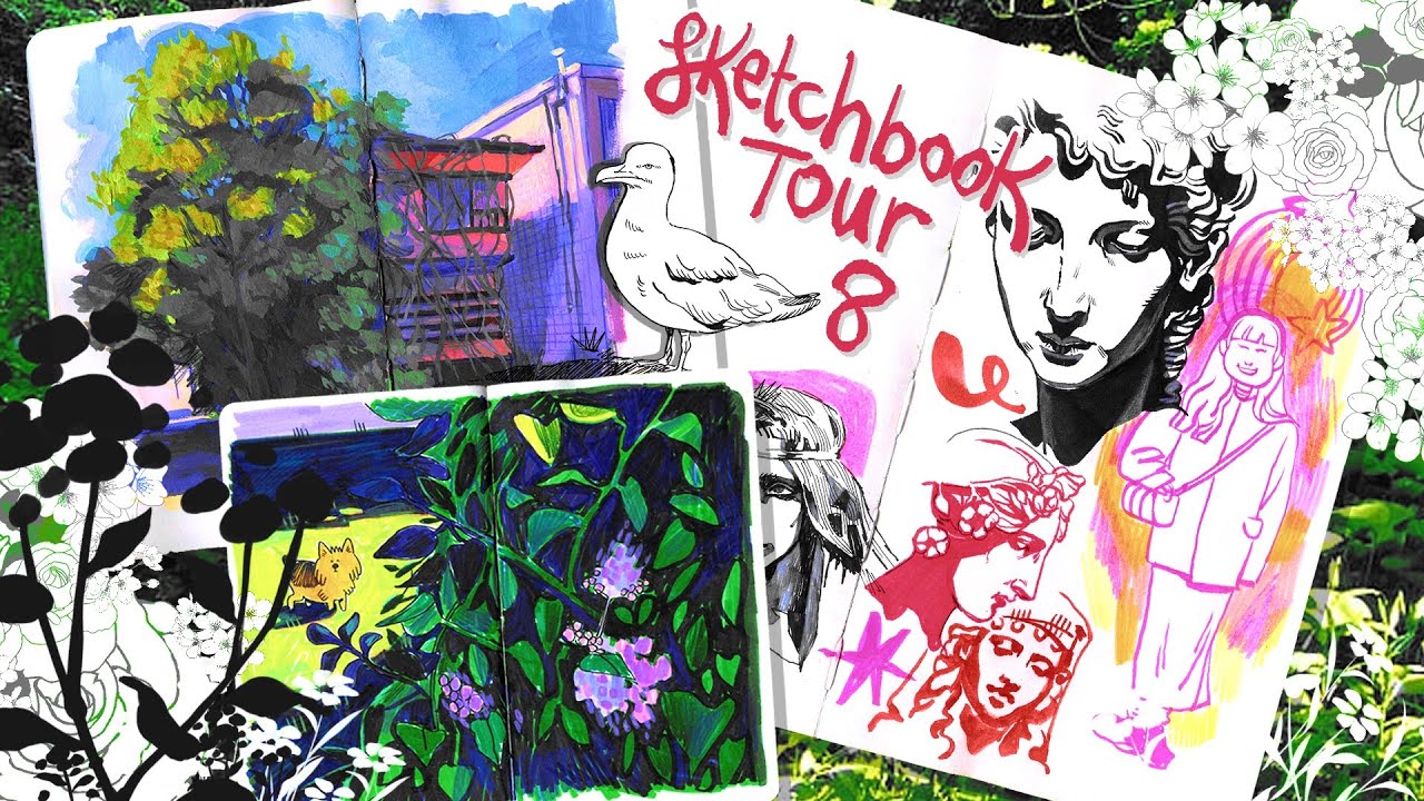 Sketchbook Tour 8! - Inktober illustrations at the end! Also I say 'cute' a lot