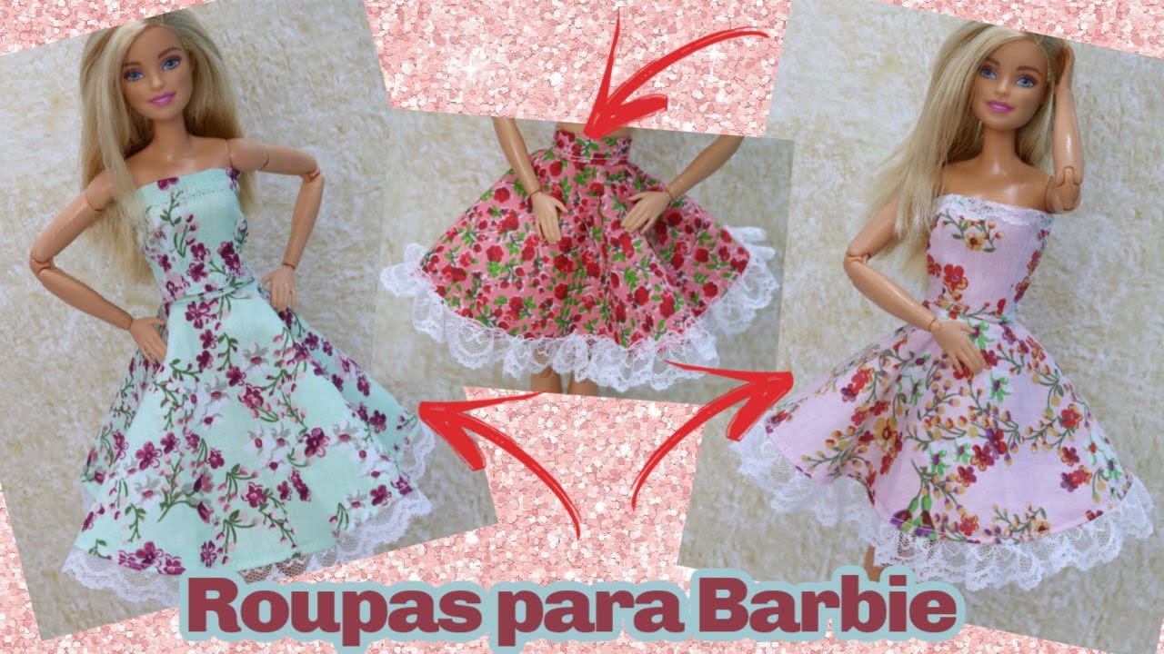 COMO FAZER UM LINDO VESTIDO RODADO PARA BARBIE