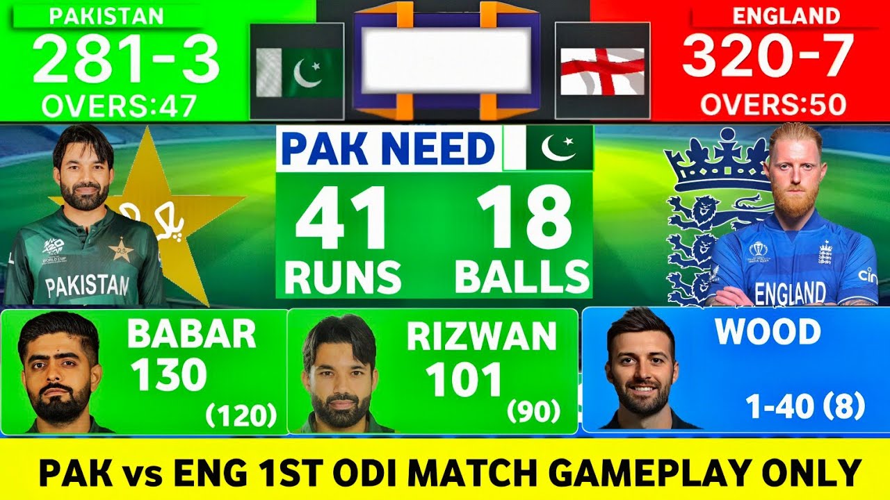 1st ODI Match PAK vs ENG | Last 3 Over Thrilling Simulation Gameplay