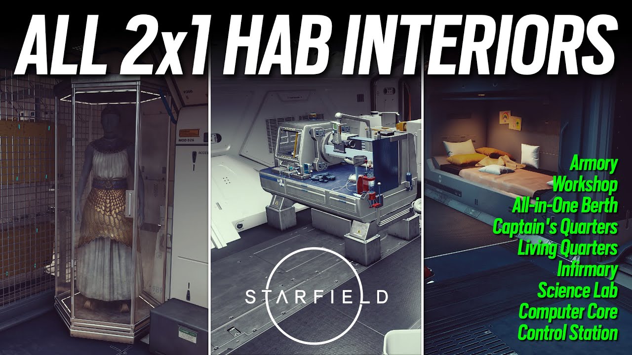 Все интерьеры жилых модулей 2x1 — Starfield — Руководство по строительству кораблей #PCGamePass
