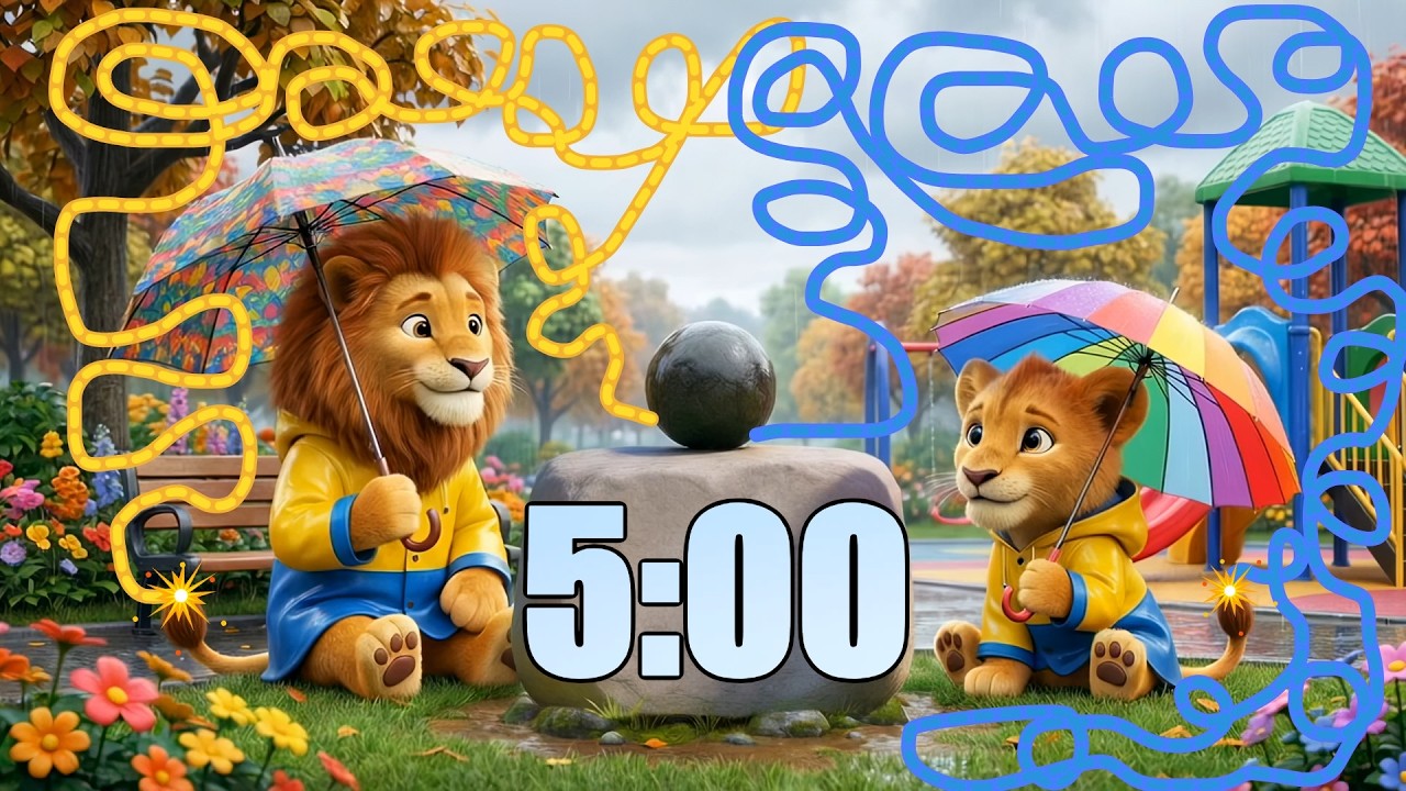 March Lion Countdown Timer &ndash; 5 Minutes of Roaring Fun! 🌧️🦁