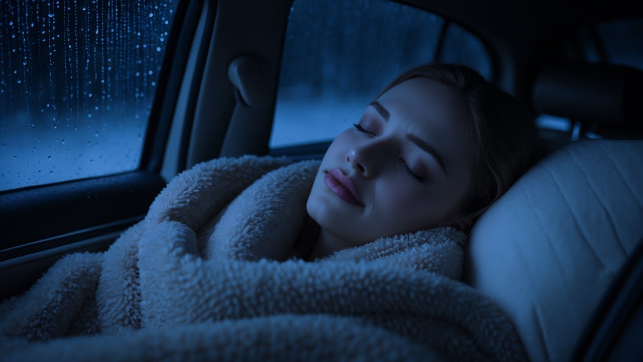 Deep Sleep Rainstorm Outside the Car | Dark and Calm Night Sounds