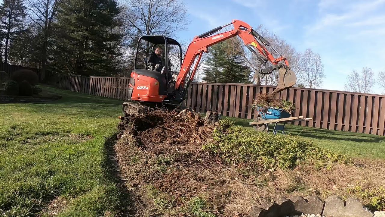 TREE STUMP REMOVAL WITH KUBOTA U27-4 MINIX