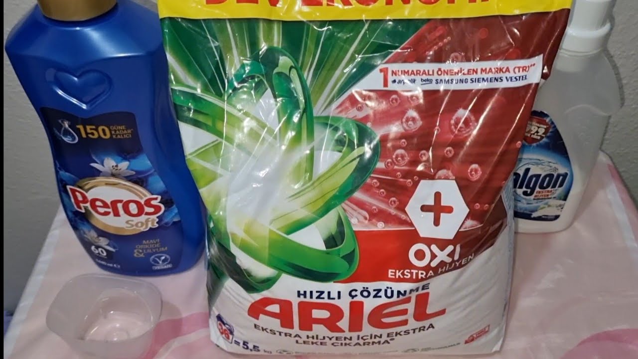 🍀❤️Testing Ariel Oxi Extra Hygiene Fast Dissolution Powder on White Laundry❤️🍀Easy care 60°+ E.Rinse