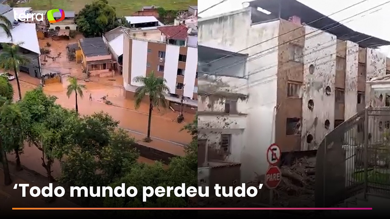 Chuvas em MG: vídeo mostra marca de lama no alto de prédio, e moradora relata destruição: ‘Tristeza’