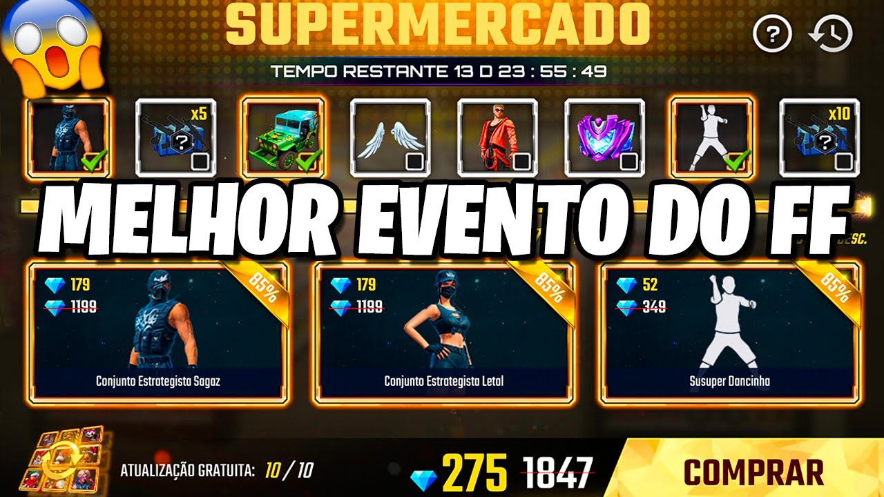 VOLTOU WEB EVENTO RARO! SUPERMERCADO FREE FIRE, PEGUEI TODOS OS ITENS NO SUPERMERCADO FF