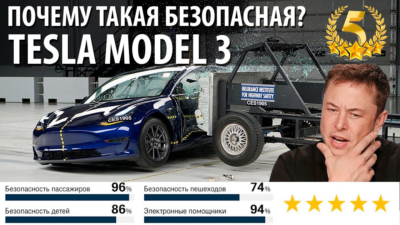 КРАШ-ТЕСТЫ TESLA 3! Безопасность. Tesla Model 3 - самый безопасный автомобиль в мире. ВСЯ ПРАВДА!