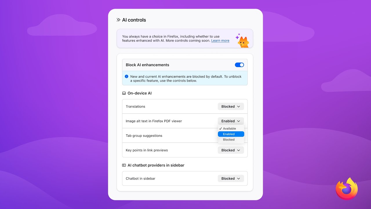 Introducing AI controls in Firefox
