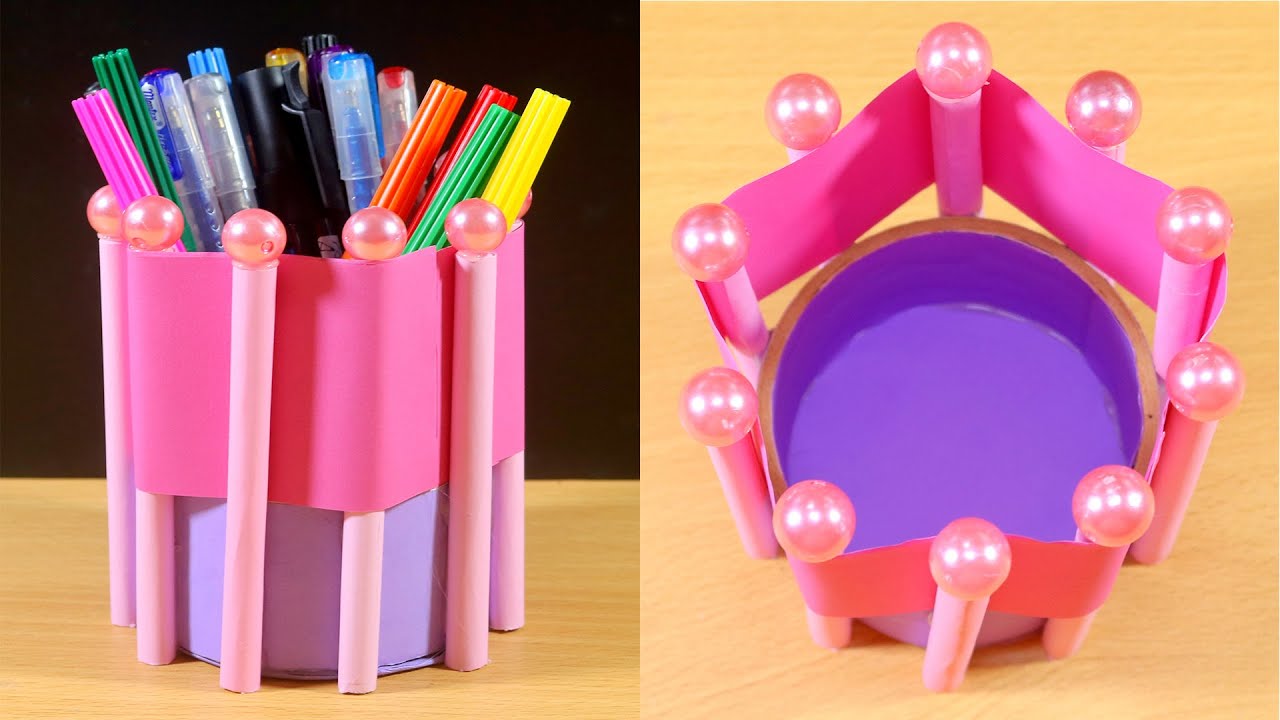 How to Make Pen Stand at Home | DIY Pen Organizer - Pen Holder Craft Idea