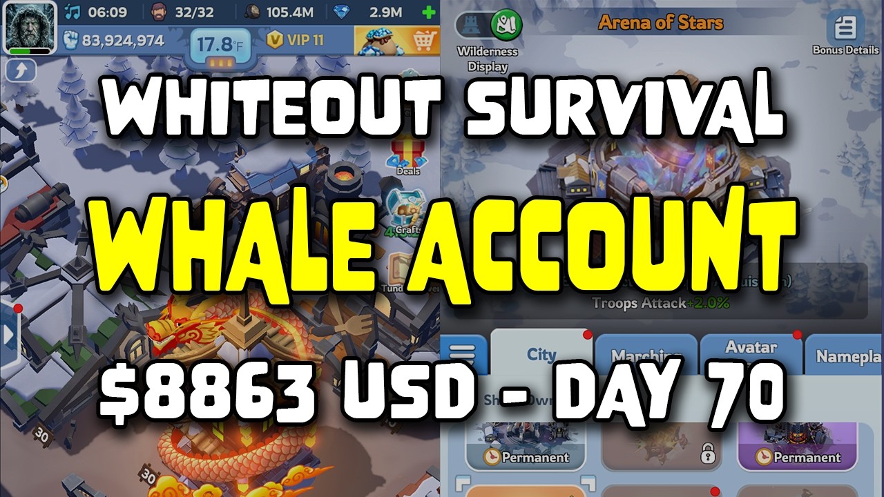 WOS Whale Account - $8863 USD - Day 70