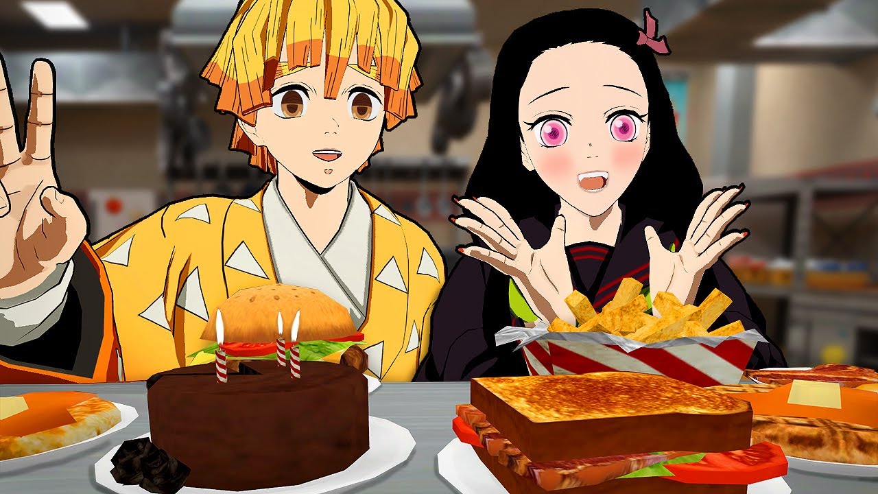 Zenitsu cozinhou pra Nezuko um banquete! Demon Slayer VR