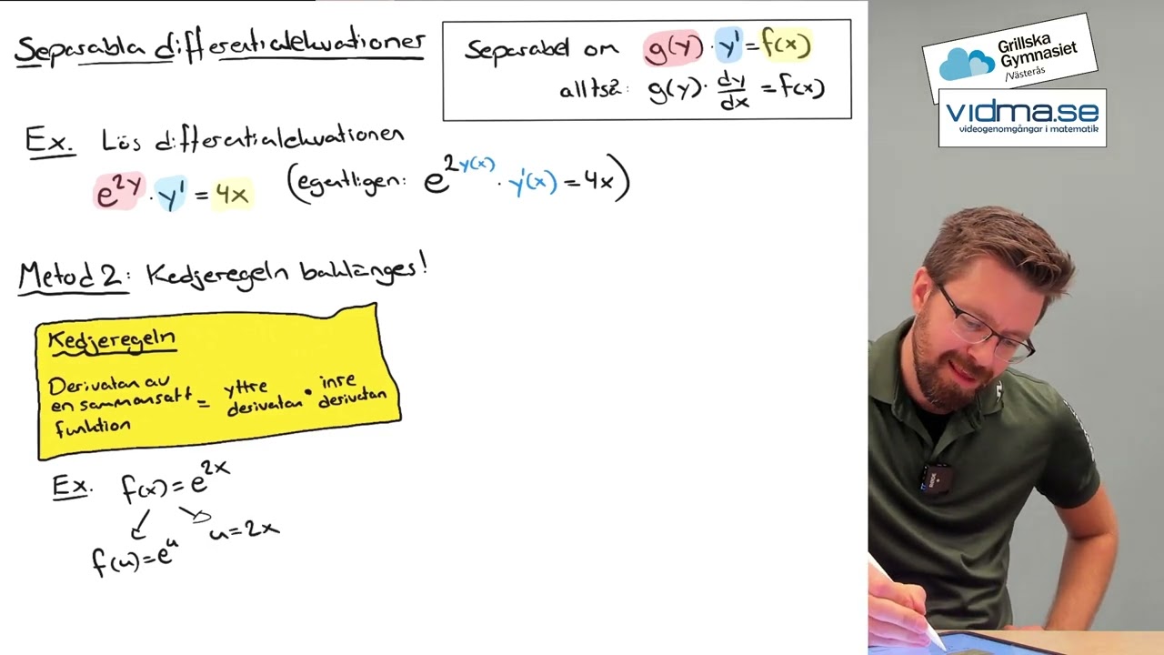 Matematik 5 (fördjupning). Separabla differentialekvationer.