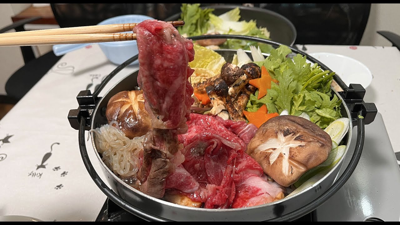 Japanese Wagyu Sukiuyaki Cooking