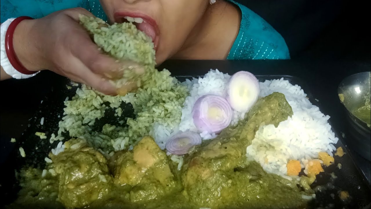 New eating begmoti chicken with rice.