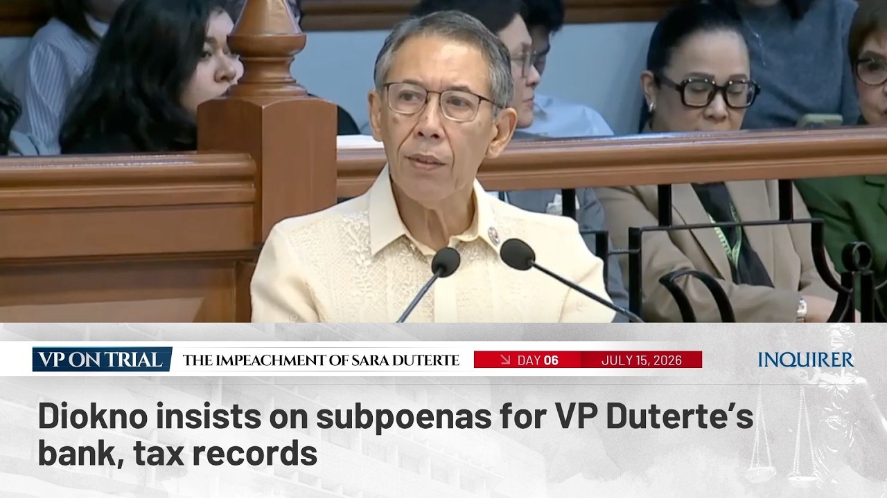 Diokno insists on subpoenas for VP Duterte&rsquo;s bank, tax records