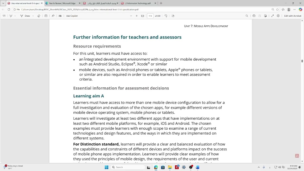 الوحدة السابعة تطوير تطبيقات الأجهزة المحمولة شرح بسيط عن واجب الهدف (أ) من بيرسون الجزء الأول