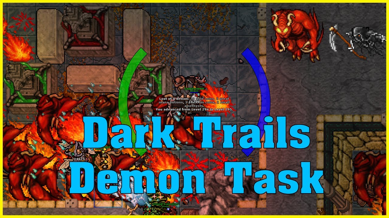 Tibia - Dark Trails Oramond Demons and Grim Reapers 295 MS + 325 ED