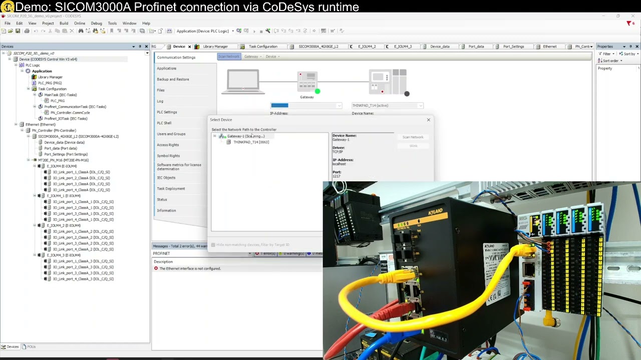 Demo: SICOM3000A Profinet connection (cyclic data) via CoDeSys runtime
