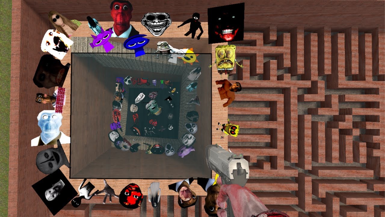 UNLIMITADE NEXTBOT'S IN BIG MAZE.#garrysmod #escapethegarry