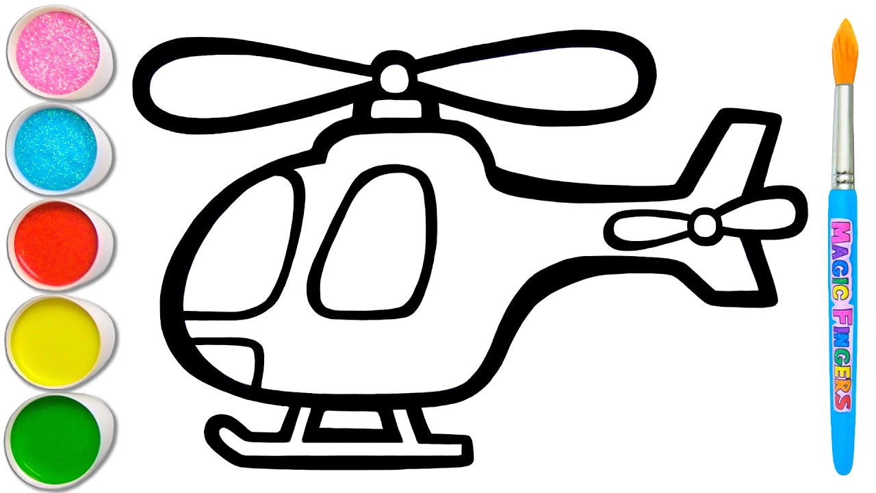Menggambar, Melukis & Mewarnai Helikopter untuk Anak dan Balita | Tip Menggambar Mudah #148