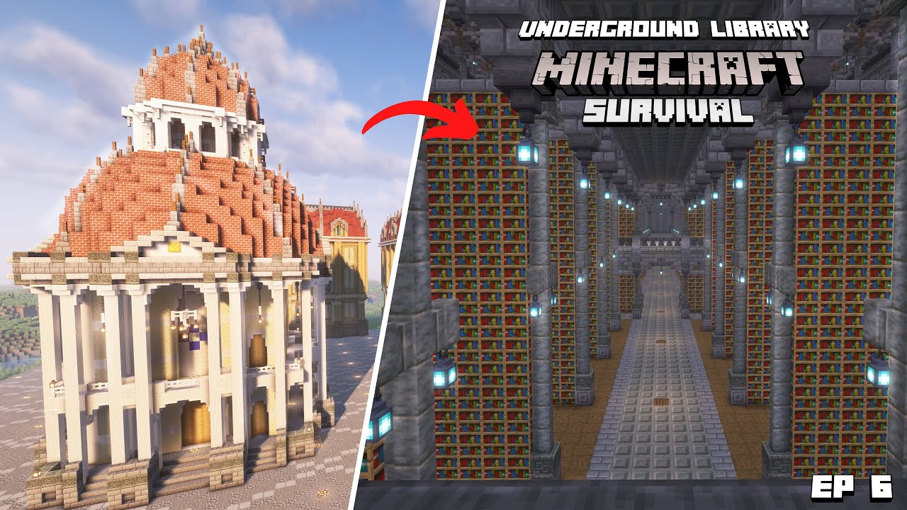 I build a Massive Underground Library in Minecraft Survival Inspired by Avatar