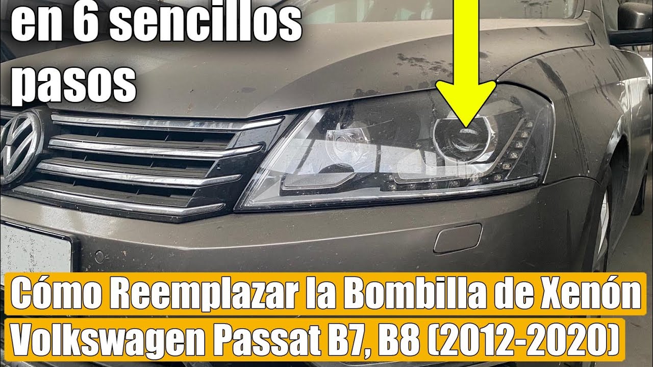 Cómo reemplazar la bombilla de xenón de luz de cruce Volkswagen Passat B7, B8 (2012-2020)