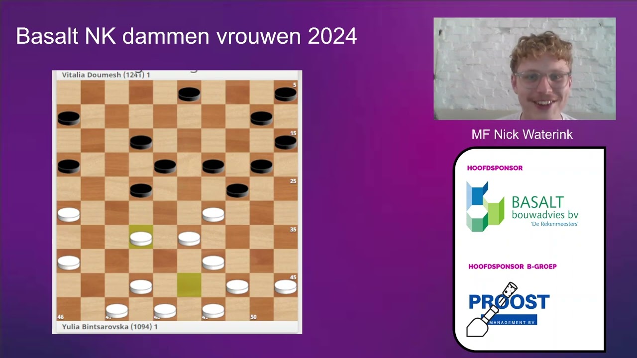 Uitzending Dag 4 NK Dammen Vrouwen 2024 - Nick Waterink (ronde 4)