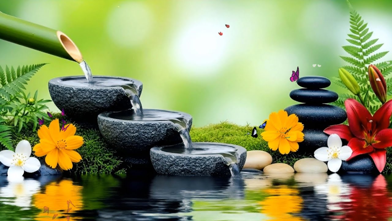 Calm Piano & Bamboo Water Sounds | Healing Music for Sleep & Meditation